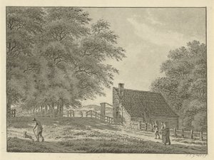 Landscape near Overveen with Walkers by Jan Evert Grave