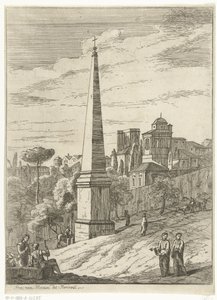 Italianate Landscape with Obelisk and View of a City