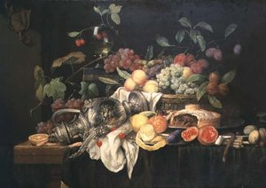Still Life with Pewter Flagon, Mince Pie and Fruit