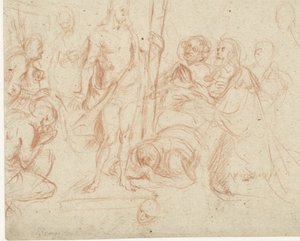 Christ with the Cross, Surrounded by Kneeling Figures by Jan Gerritsz. van Bronckhorst