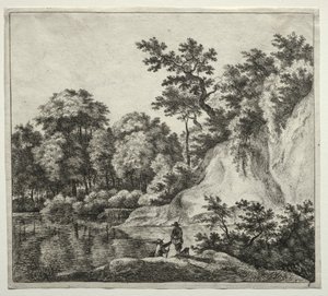 The Rock Bathed by the River by Jan Hackaert