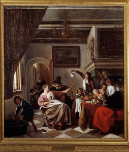 As the Old Sing, the Little Ones Tweet. Painting by Jan Steen (1626-1679) 1663. Montpellier, Musee Fabre