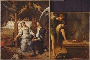 Tobias and Sarah with the Archangel Raphael exorcising the demon Asmodeus (restored version)