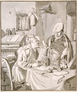 Two Men Discussing Money in an Office, 1672, copied by Cornelis Ploos van Amstel or Christian Josi