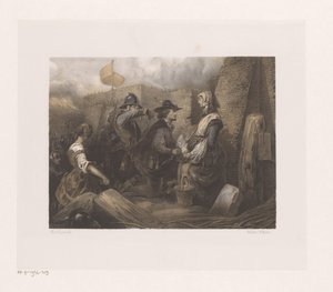Woman and Soldiers at a City Gate, Possibly Kenau Simonsdochter by Jan Hendrik van de Laar