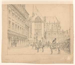 Hussars Assembled in Front of the Royal Palace at the Inauguration by Jan Hoynck van Papendrecht