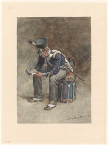 Seated Reading Drummer of the Infantry by Jan Hoynck van Papendrecht