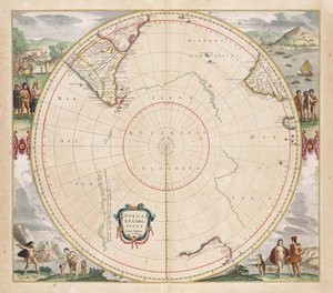 1657 Map Polus Antarcticus by Jan Janssonius