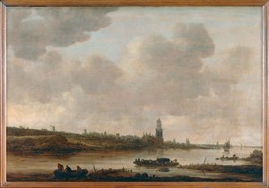 View of Rhenen on the Rhine with St. Cunera Church by Jan Josephsz van Goyen
