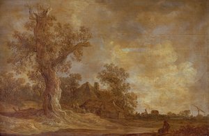 Wooded Landscape with Figures and Oak Tree