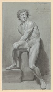 Seated Male Nude, Seen from the Front (1st Prize 1791) by Jan Kamphuijsen