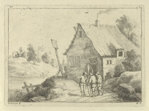 Talking Men in Front of a House by Jan Lauwryn Krafft (I)