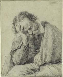 Study of a Man Resting His Head on His Right Hand by Jan Lievens