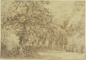 Forest Scene, Large Oak on the Left of the Path by Jan Lievens