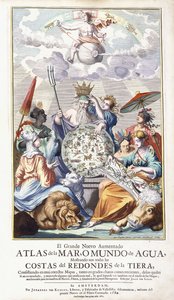 Allegorical title-page, from El Grande Nuevo Aumentado Atlas de la Mar