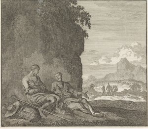 Emblem: Shadow, Two Travelers Resting in the Shadow of a Rock