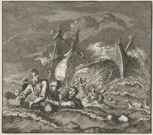 Emblem: Shipwreck Shipwreck with Castaways by Jan Luyken