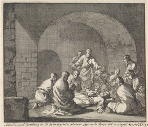 Saint Lucian Celebrates the Last Supper in Prison (Last Supper in a Prison where Lucian