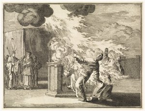 Nadab and Abihu killed by flames by Jan Luyken