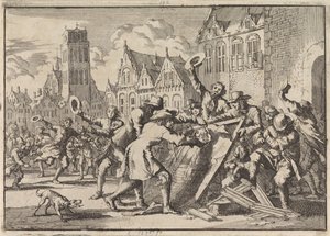 Riot in Dordrecht where a Portrait of Cornelis de Witt is Destroyed by the People, 1672