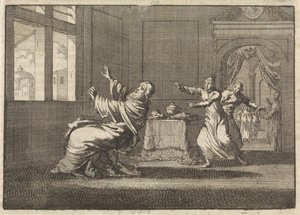 Pope Innocent XII Falls Backward at the Window of the Quirinal Shortly After His Election, 1691 by Jan Luyken