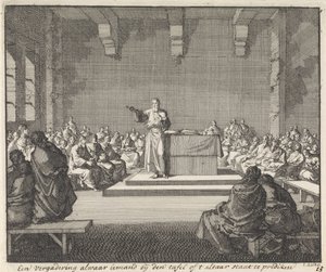 Sermon by a Priest at an Altar by Jan Luyken