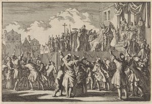 Street Scene in Aberdeen Mocking the Catholic Religion, 1689 by Jan Luyken