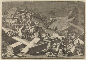 Floor of the House Church of the Imperial Envoy Count von Bercka Collapses, 1697 by Jan Luyken
