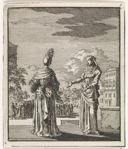 Woman Pointing Lady to a Passing Funeral Procession