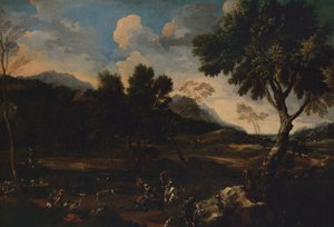 Landscape with a Battle between Two Rams by Jan Miel