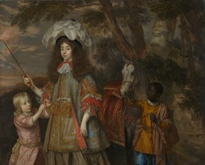 Portrait of Maria of Orange with Hendrik van Zuijlestein and a Servant, 1665