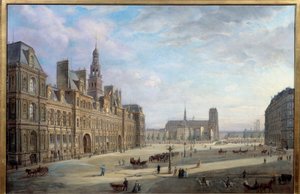 The city hall of Paris in 1868 by Jan Ostoja Mioduszewski