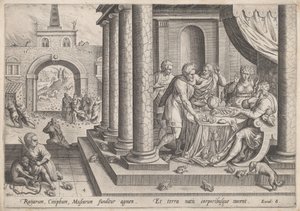 The Plague of Frogs by Jan Sadeler I, after Maarten van Cleef