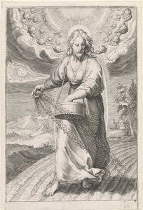 Christ as Sower (series: Parable of the Weeds Among the Wheat) by Jan Saenredam (attributed to)