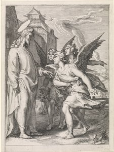 Christ with Three Angels by Jan Saenredam (attributed to)
