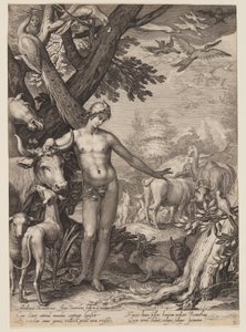 Adam Naming the Animals, from History of the First Parents of Man by Jan Saenredam