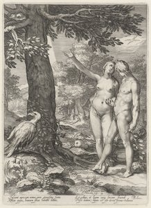 Adam and Eve before the Tree of Knowledge of Good and Evil (series title: Adam and Eve) by Jan Saenredam