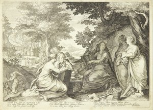 The Wise Virgins Gathered in a Landscape, in the Background John the Baptist Preaching