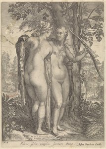 Diana and a Nymph Before a Tree (series title: Diana and Her Nymphs)