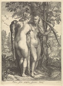 Diana and a Nymph Before a Tree (series title: Diana and Her Nymphs)