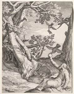 Elijah in the Wilderness Fed by Ravens by Jan Saenredam