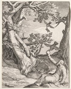Elijah in the Wilderness Fed by Ravens by Jan Saenredam
