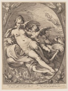 Venus and Cupid, from Three Goddesses Seated in the Clouds by Jan Saenredam