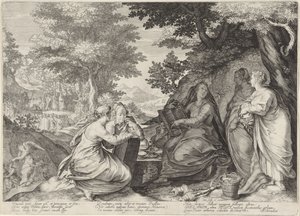 Five Wise Virgins in a Landscape with the Preaching of John the Baptist