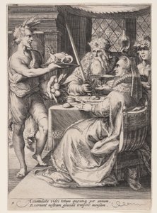 Winter (Banquet with Bacchus Waiting on an Elderly Couple), from The Four Seasons by Jan Saenredam