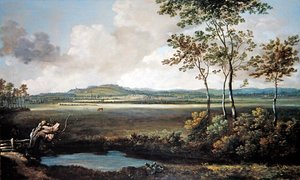 An Extensive Landscape with a Stream and Horses Grazing by Jan Siberechts