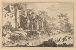 Building in Ruins at the Side of a River