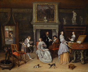 Fantasy Interior with Jan Steen and the Family of Gerrit Schouten by Jan Steen