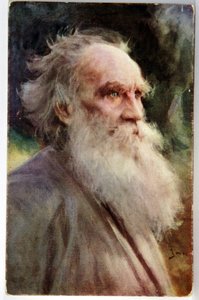 Literature. The Russian Writer Leo Tolstoy. Postcard by Jan Styka, France, c.1910 (postcard)