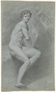 Sitting Male Nude, to the Right, in Front of a Tree by Jan Tersteeg (possibly)